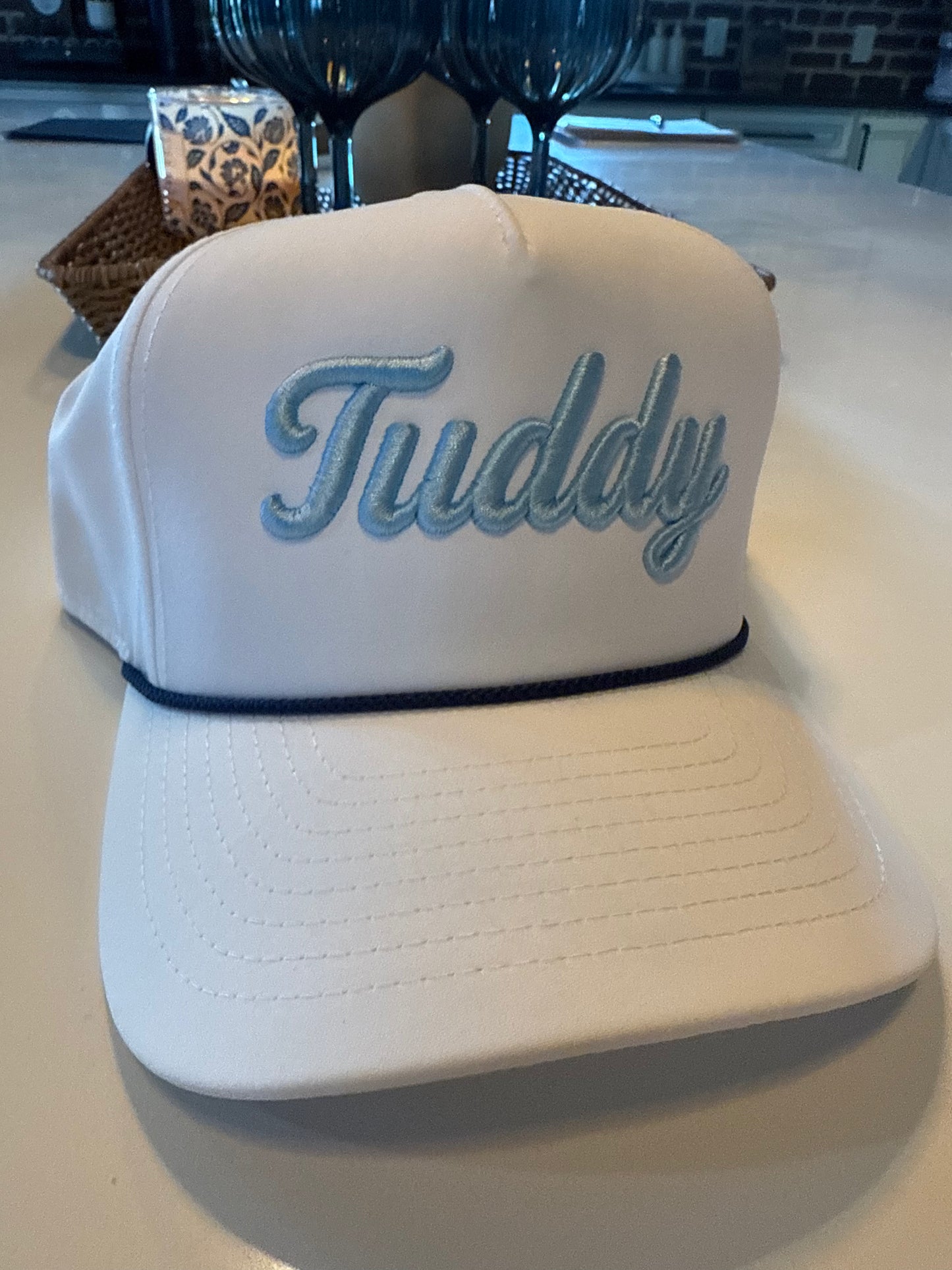The Tuddy White Cap - Navy Rope Edition
